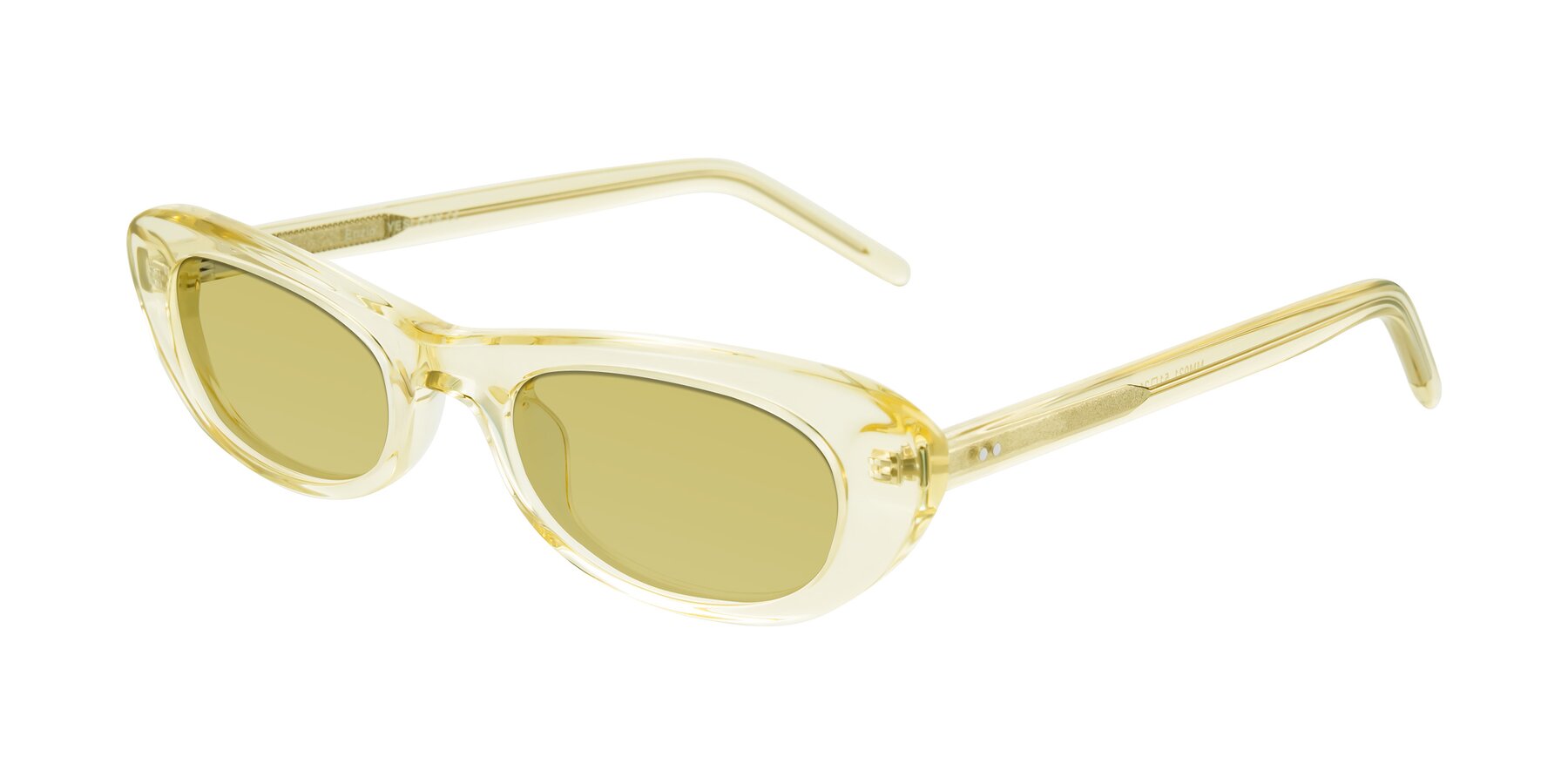 Angle of Enzio in Lime Crystal with Medium Champagne Tinted Lenses