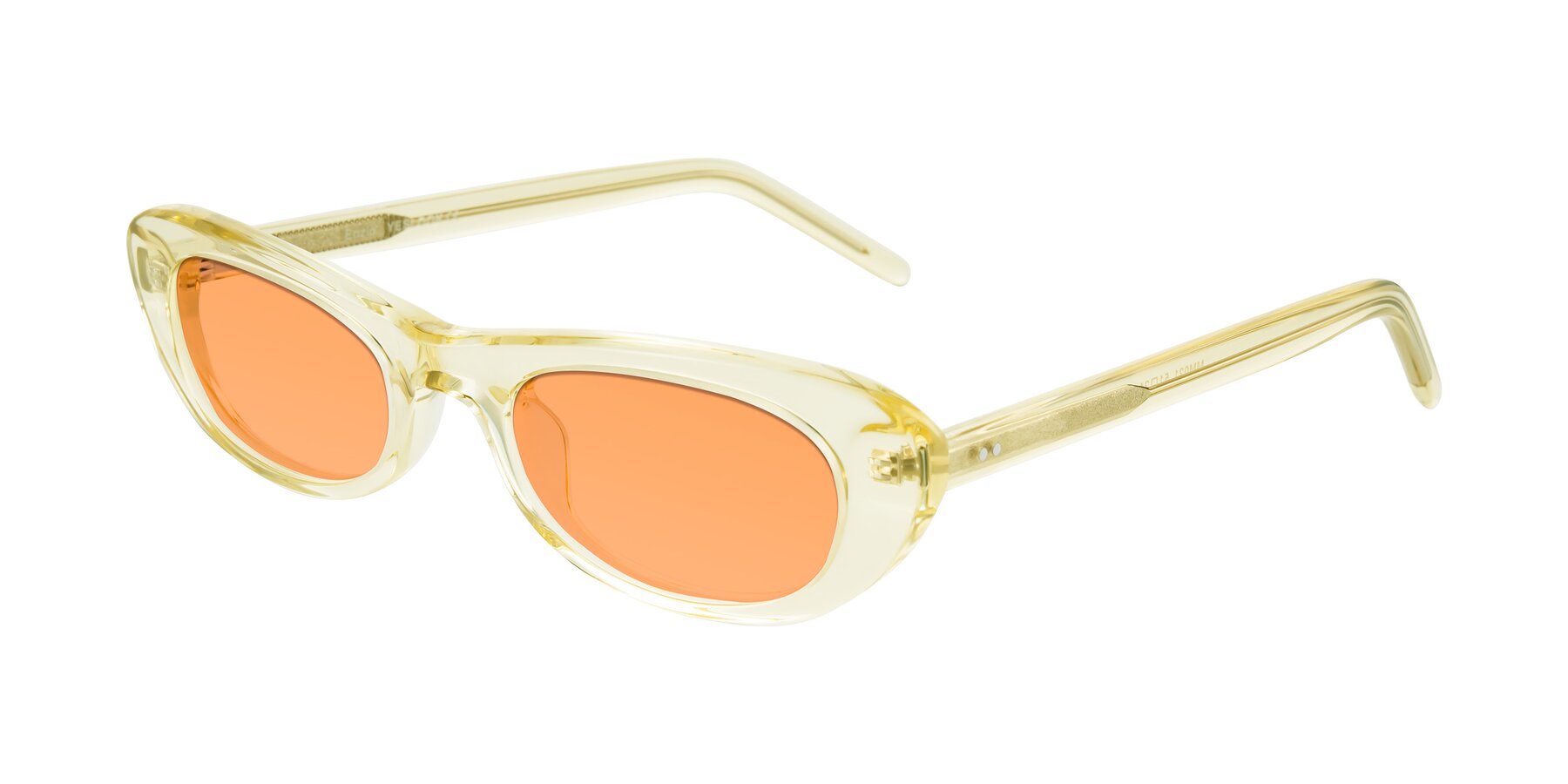Angle of Enzio in Lime Crystal with Medium Orange Tinted Lenses