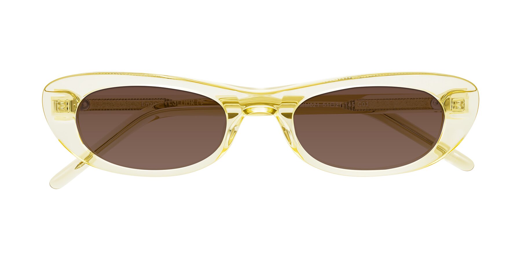 Folded Front of Enzio in Lime Crystal with Brown Tinted Lenses