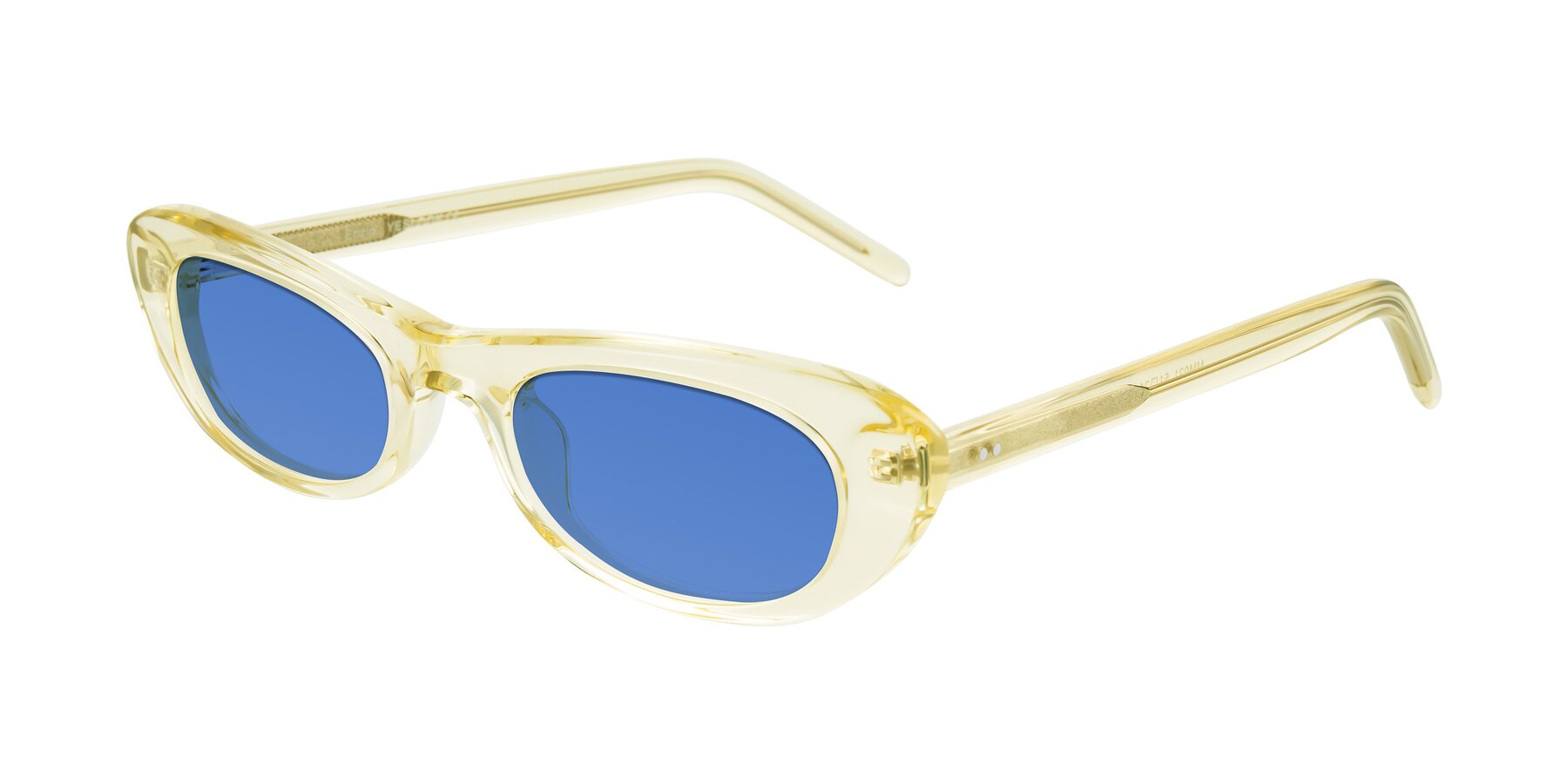 Angle of Enzio in Lime Crystal with Blue Tinted Lenses