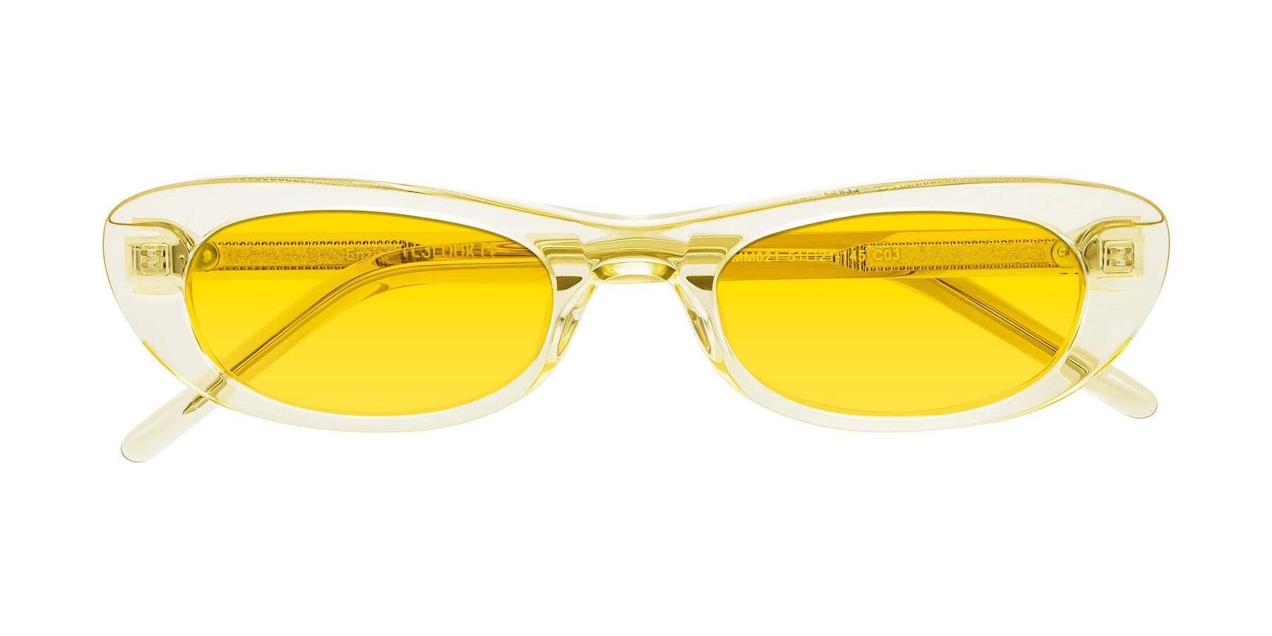 Folded Front of Enzio in Lime Crystal with Yellow Tinted Lenses