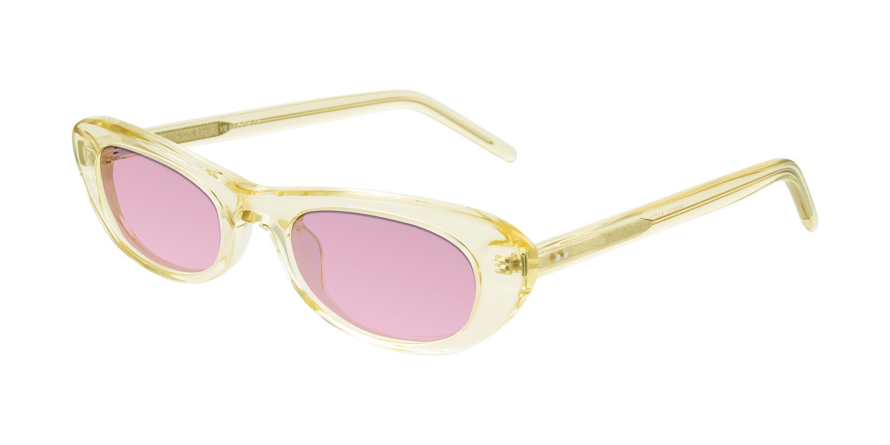Angle of Enzio in Lime Crystal with Light Wine Tinted Lenses