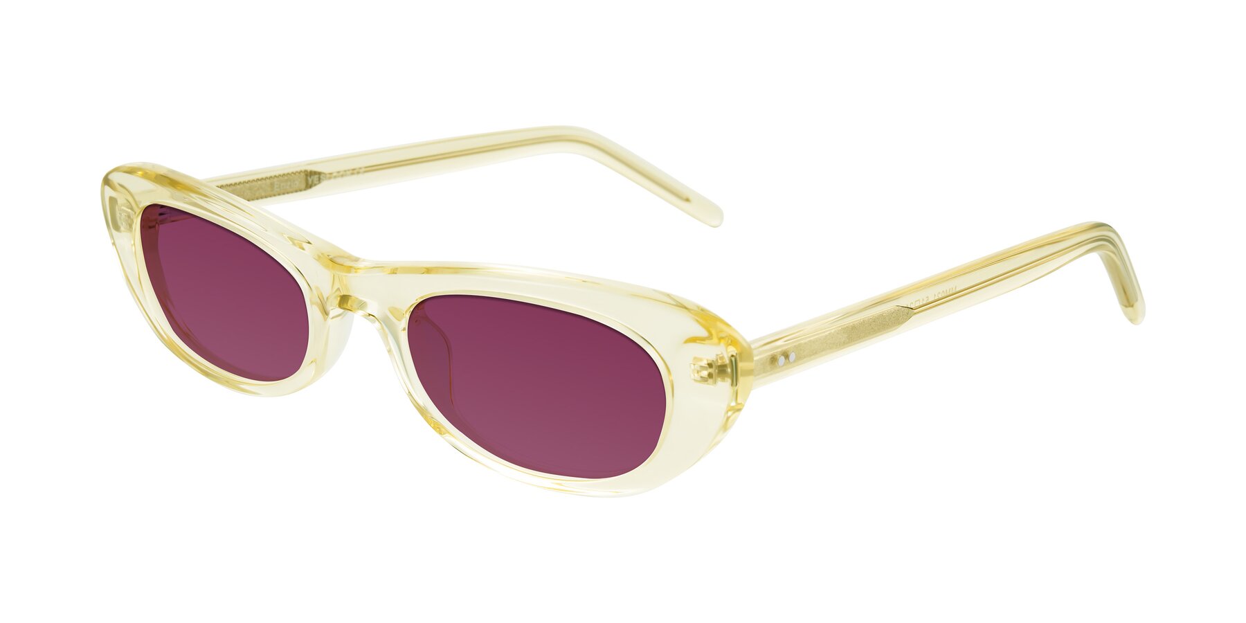 Angle of Enzio in Lime Crystal with Wine Tinted Lenses