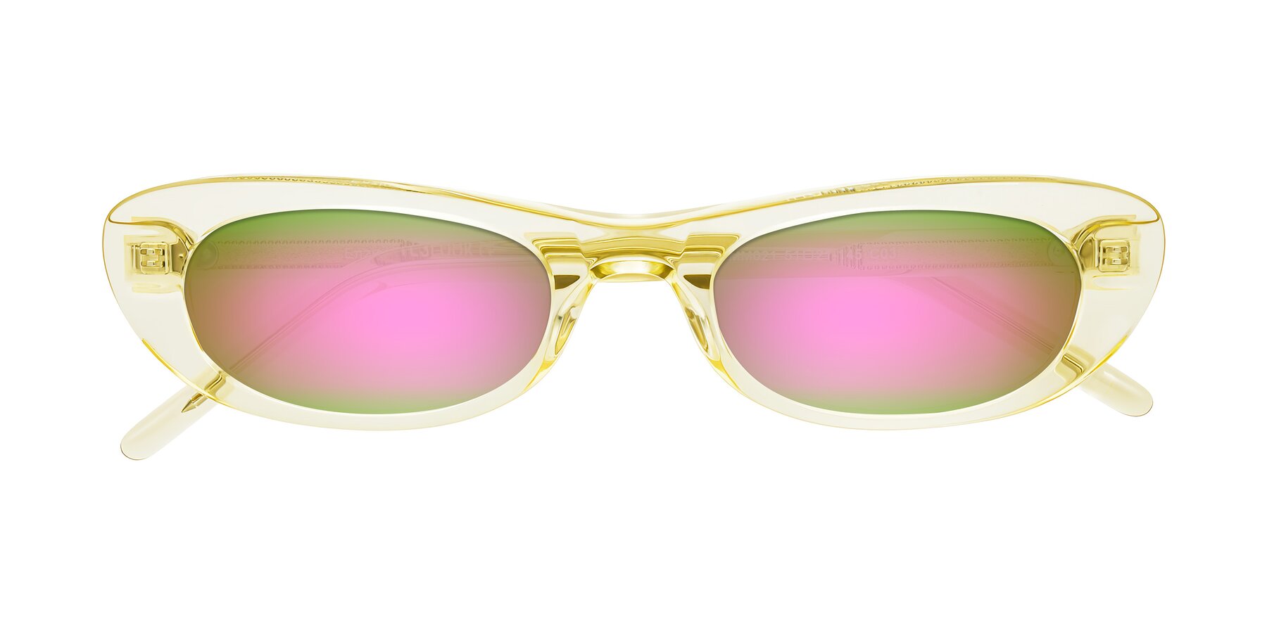 Folded Front of Enzio in Lime Crystal with Pink Mirrored Lenses
