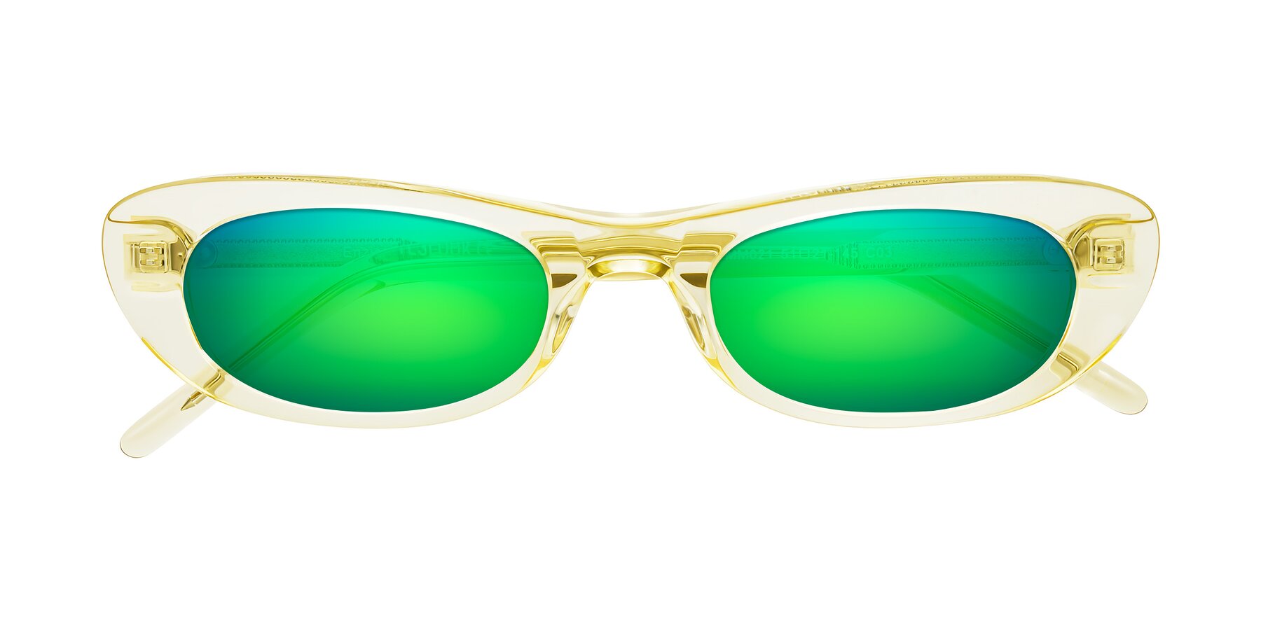 Folded Front of Enzio in Lime Crystal with Green Mirrored Lenses