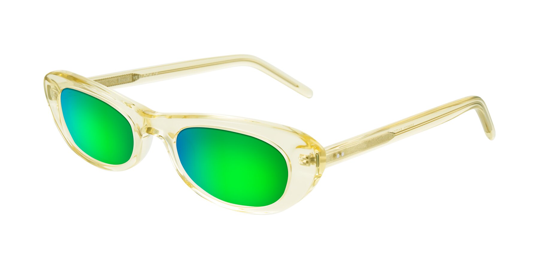 Angle of Enzio in Lime Crystal with Green Mirrored Lenses