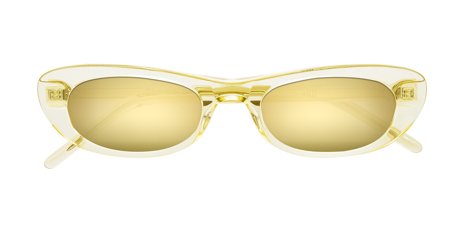 Folded Front of Enzio in Lime Crystal with Gold Mirrored Lenses
