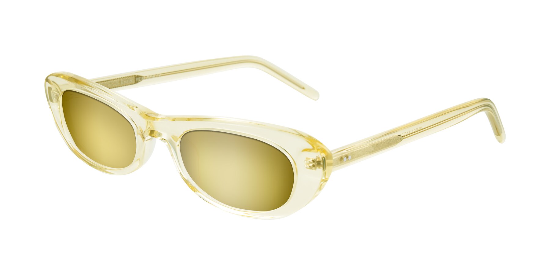 Angle of Enzio in Lime Crystal with Gold Mirrored Lenses
