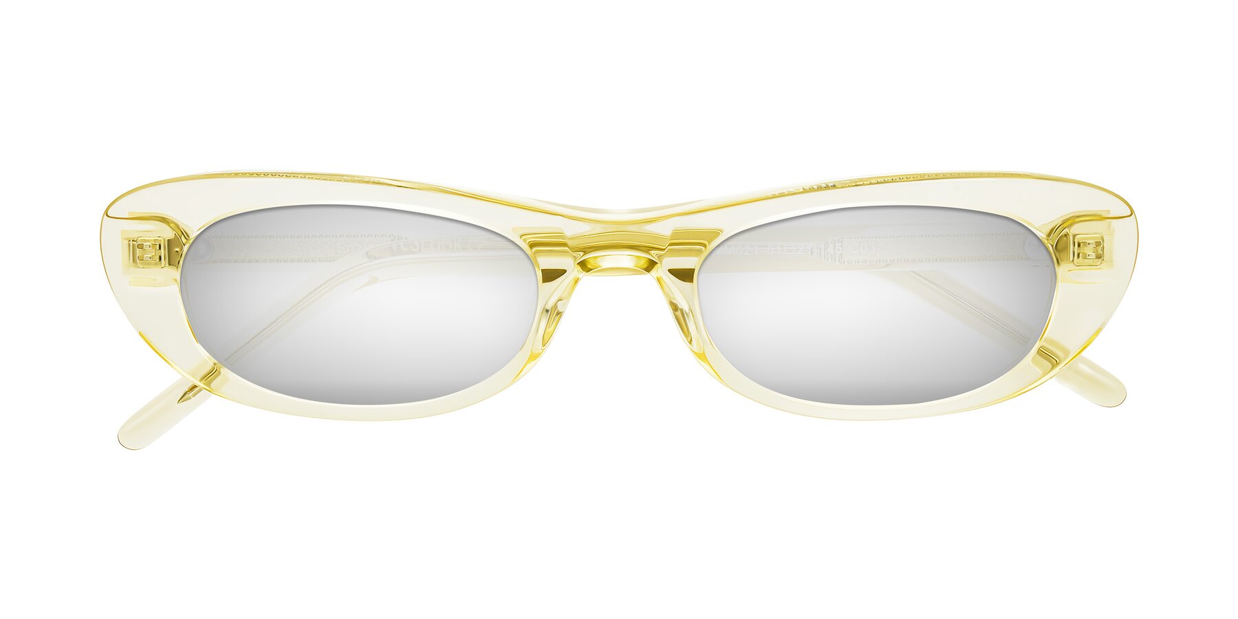 Folded Front of Enzio in Lime Crystal with Silver Mirrored Lenses