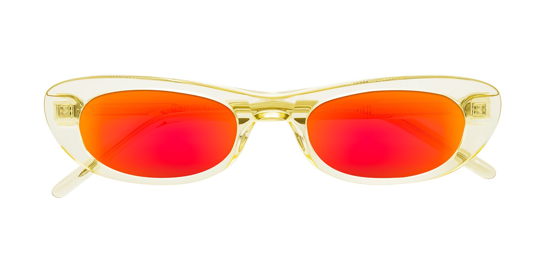 Folded Front of Enzio in Lime Crystal with Red Gold Mirrored Lenses