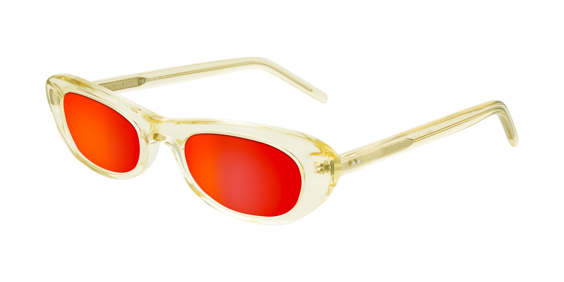 Angle of Enzio in Lime Crystal with Red Gold Mirrored Lenses