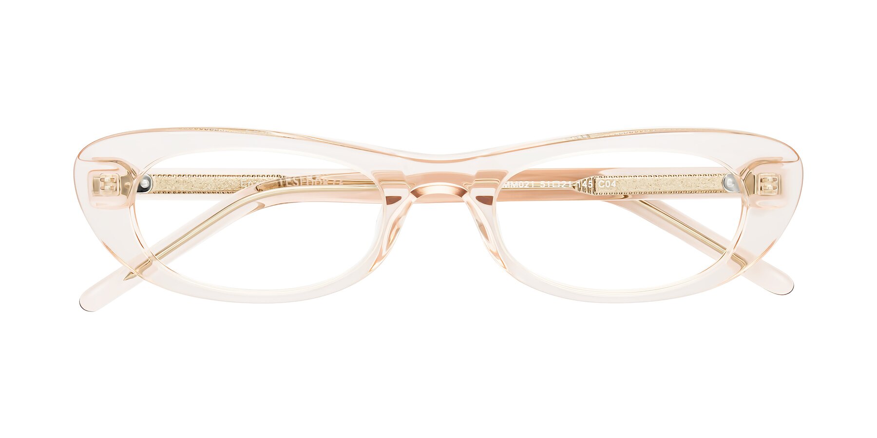 Folded Front of Enzio in Rose Crystal with Clear Eyeglass Lenses