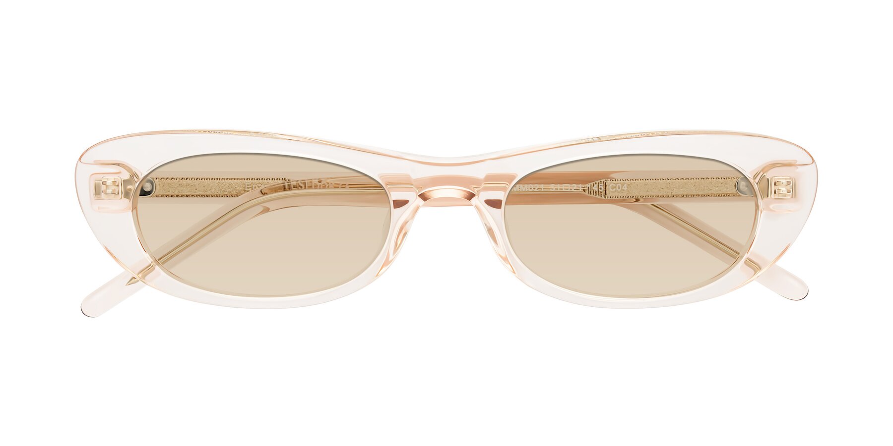 Folded Front of Enzio in Rose Crystal with Light Brown Tinted Lenses