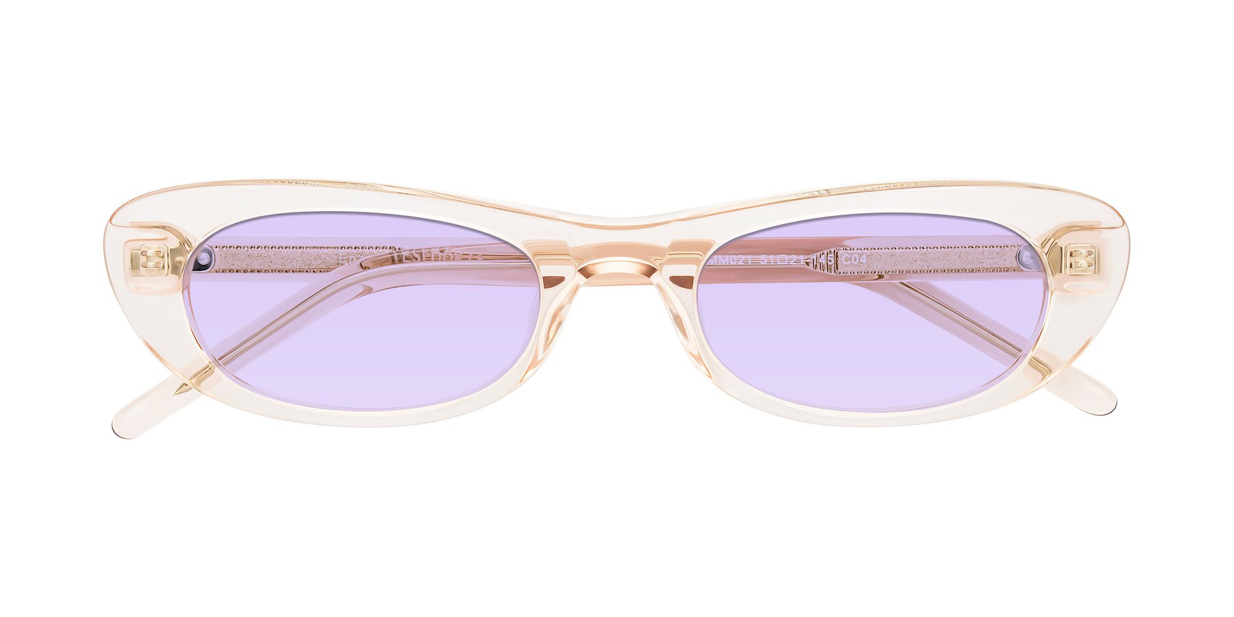 Folded Front of Enzio in Rose Crystal with Light Purple Tinted Lenses