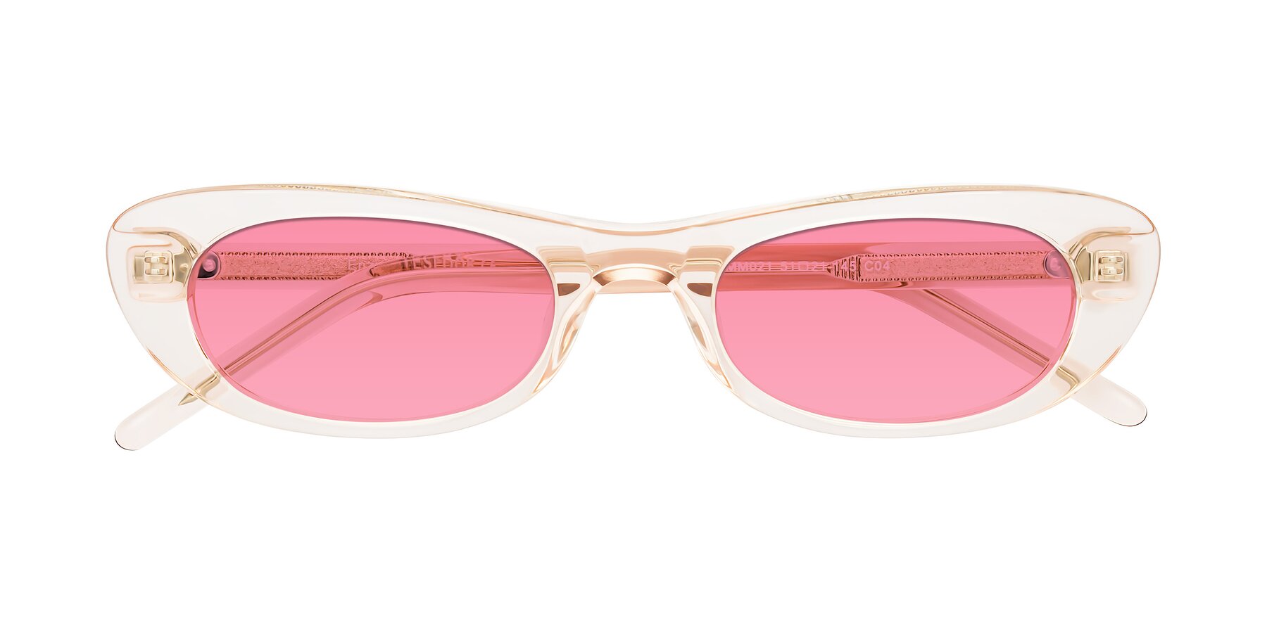 Folded Front of Enzio in Rose Crystal with Pink Tinted Lenses