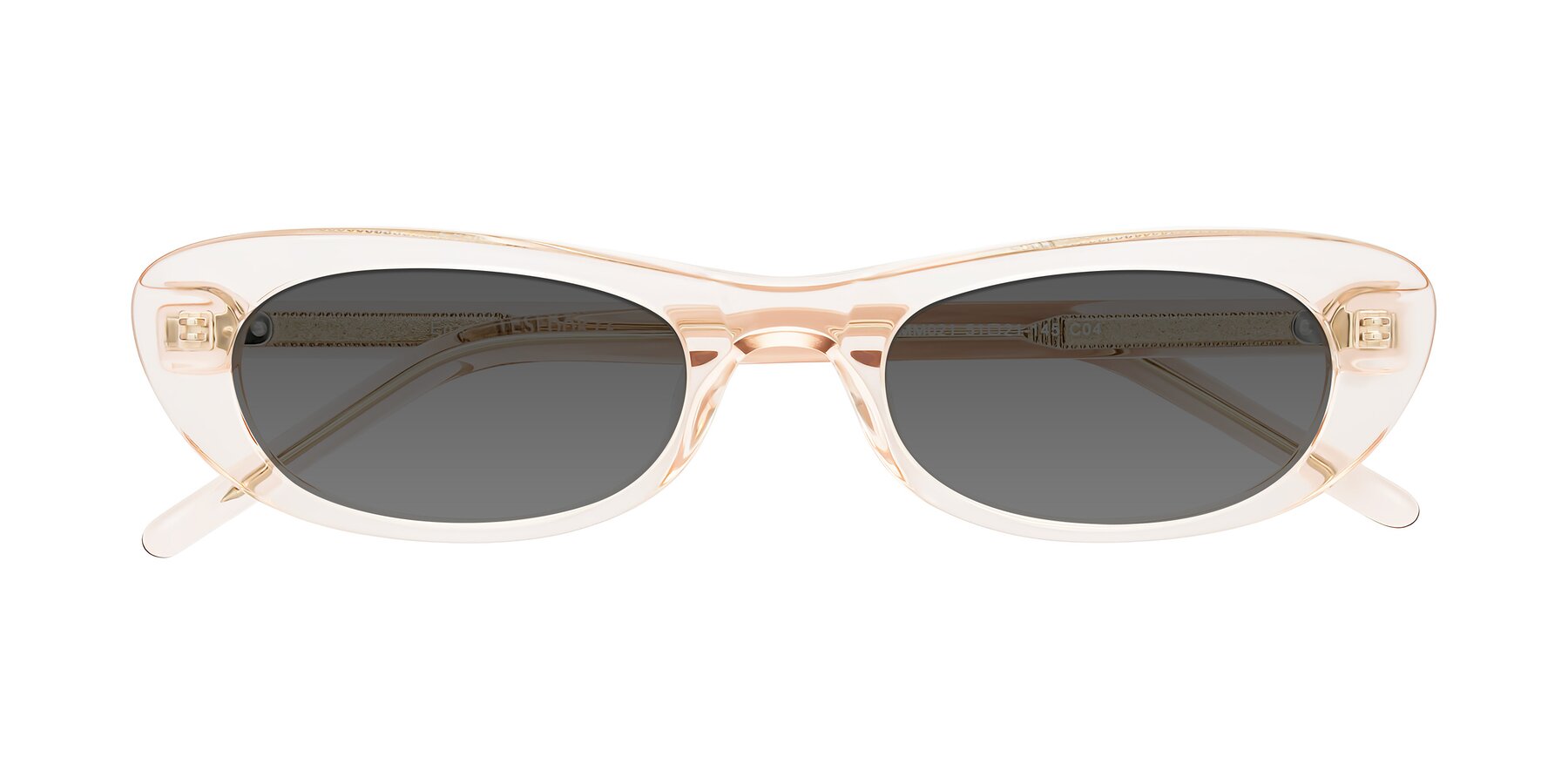 Folded Front of Enzio in Rose Crystal with Medium Gray Tinted Lenses
