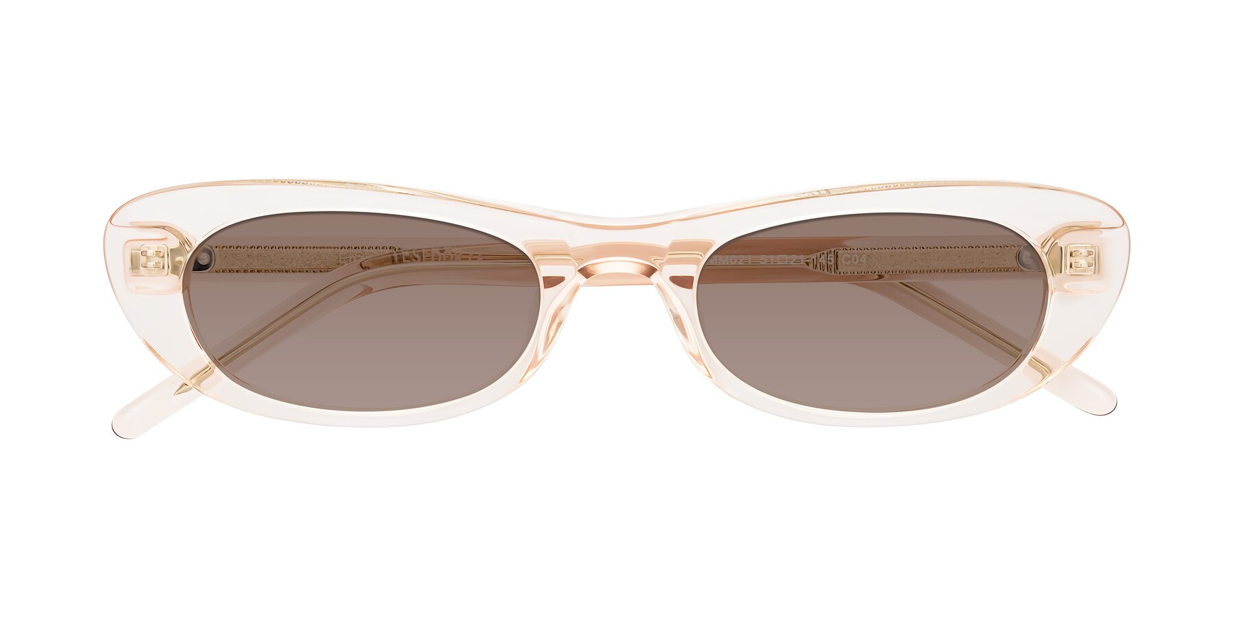 Folded Front of Enzio in Rose Crystal with Medium Brown Tinted Lenses
