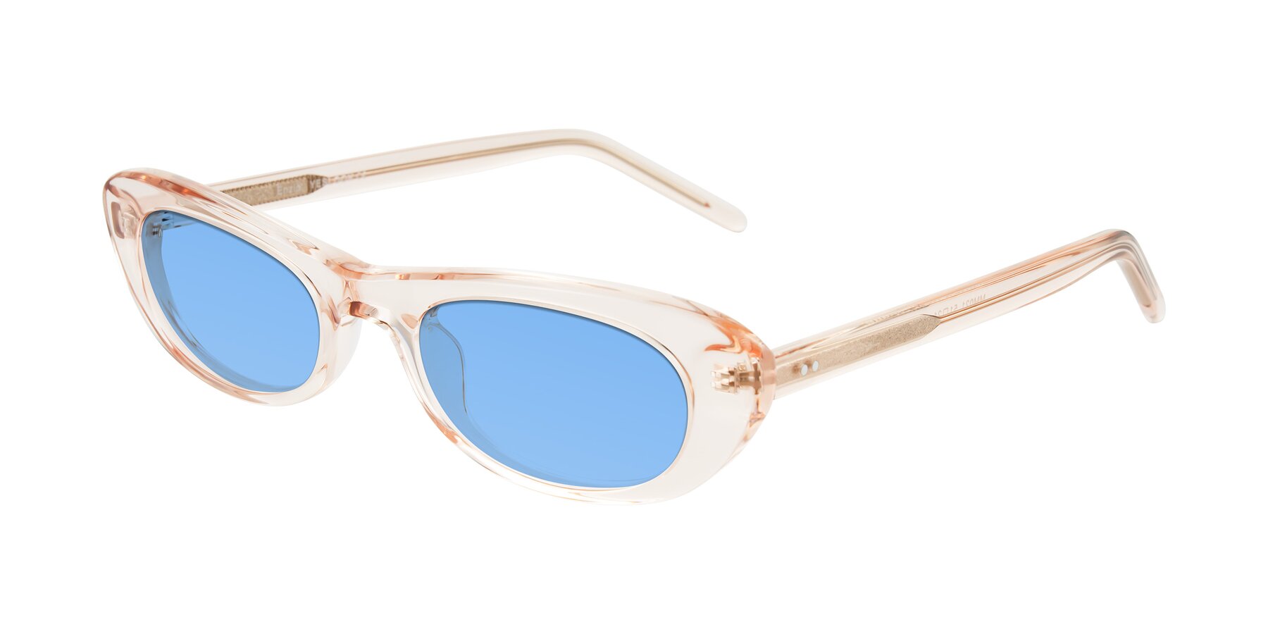 Angle of Enzio in Rose Crystal with Medium Blue Tinted Lenses