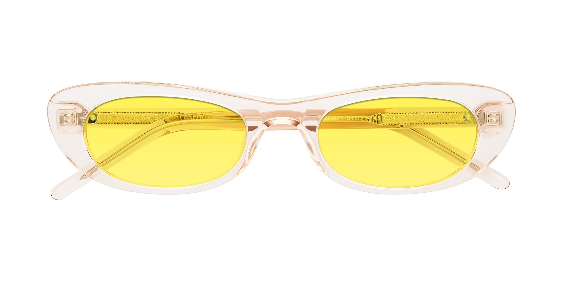 Folded Front of Enzio in Rose Crystal with Medium Yellow Tinted Lenses
