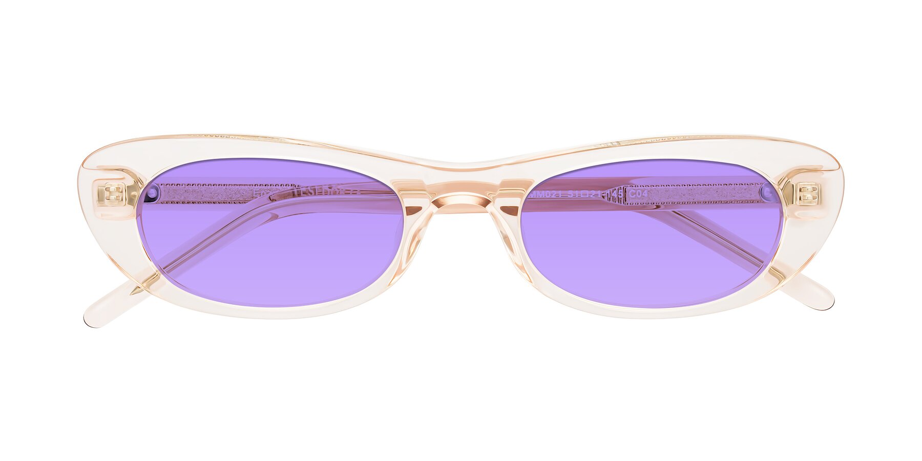 Folded Front of Enzio in Rose Crystal with Medium Purple Tinted Lenses
