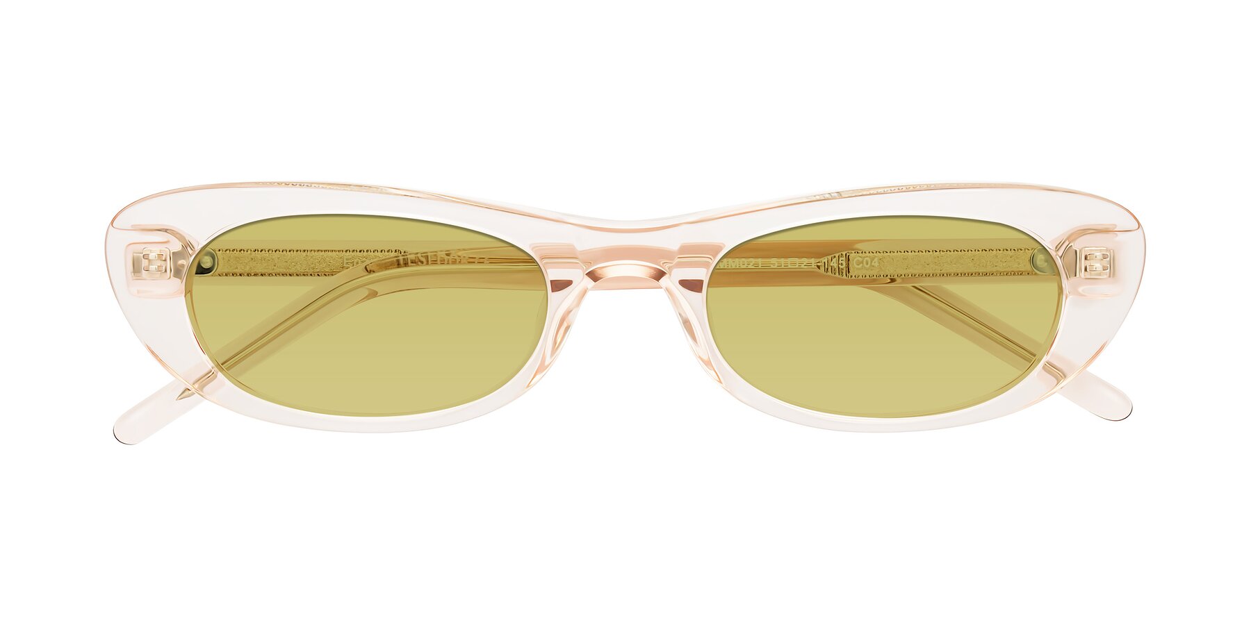 Folded Front of Enzio in Rose Crystal with Medium Champagne Tinted Lenses