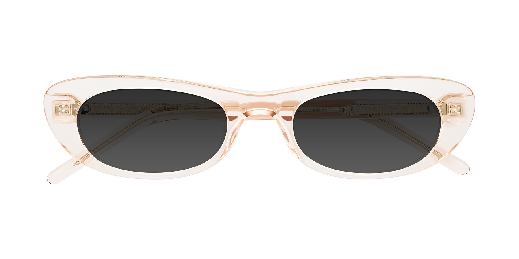 Folded Front of Enzio in Rose Crystal with Gray Tinted Lenses