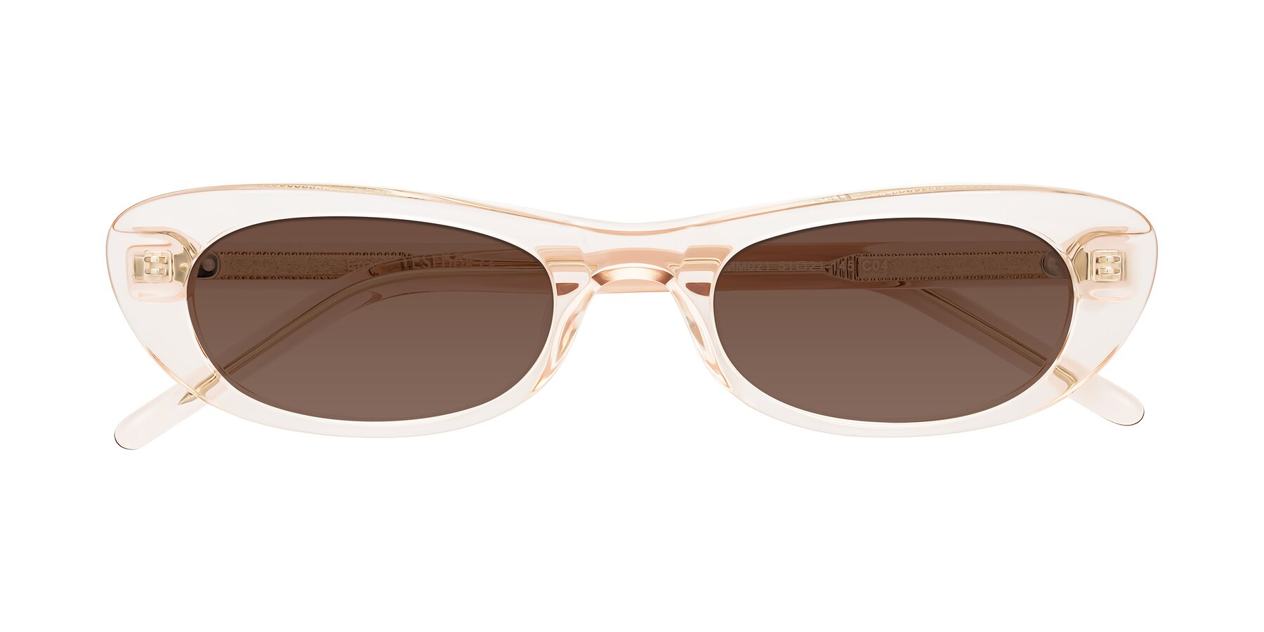 Folded Front of Enzio in Rose Crystal with Brown Tinted Lenses