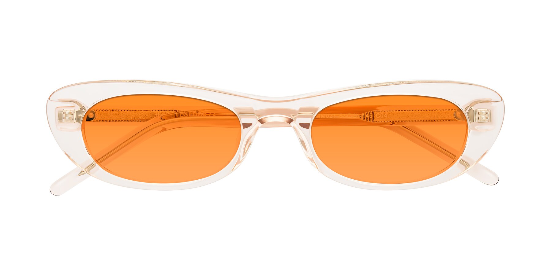 Folded Front of Enzio in Rose Crystal with Orange Tinted Lenses