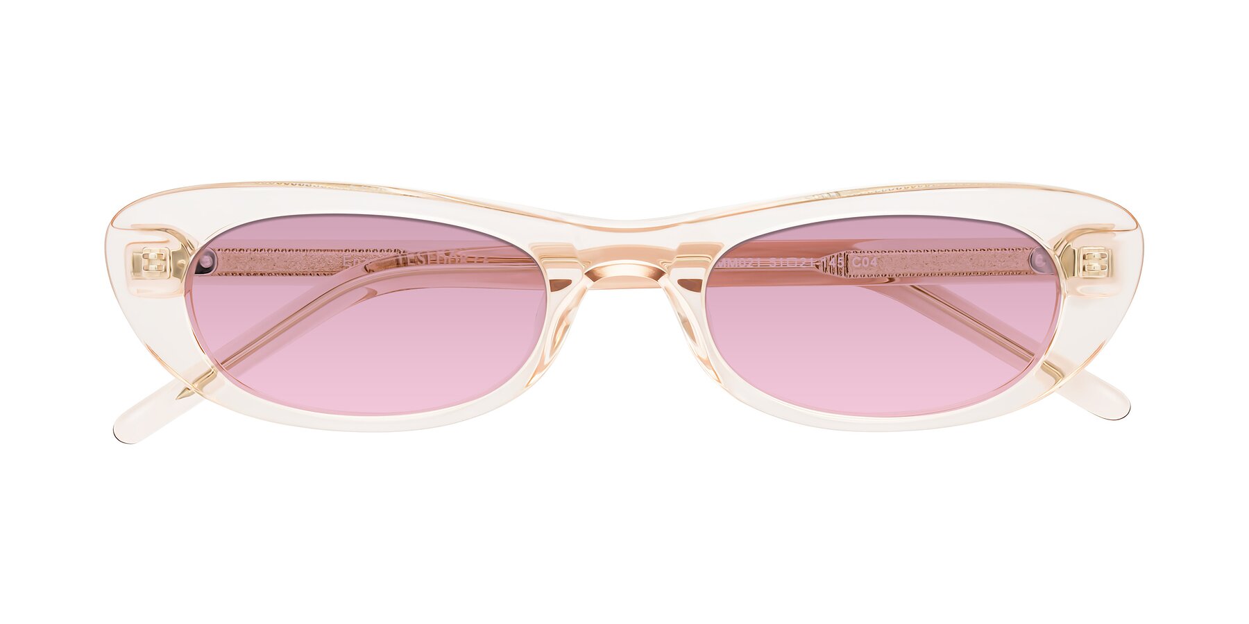 Folded Front of Enzio in Rose Crystal with Light Wine Tinted Lenses