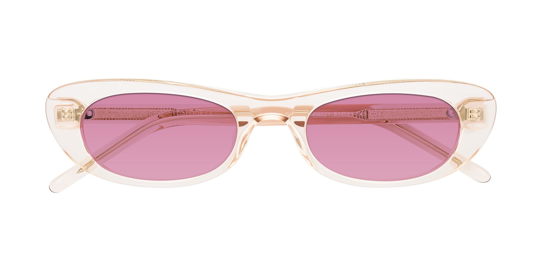 Folded Front of Enzio in Rose Crystal with Medium Wine Tinted Lenses