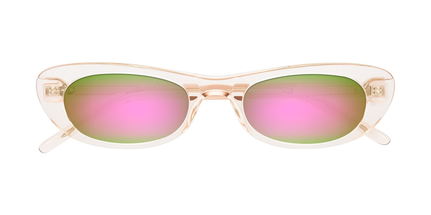 Folded Front of Enzio in Rose Crystal with Pink Mirrored Lenses