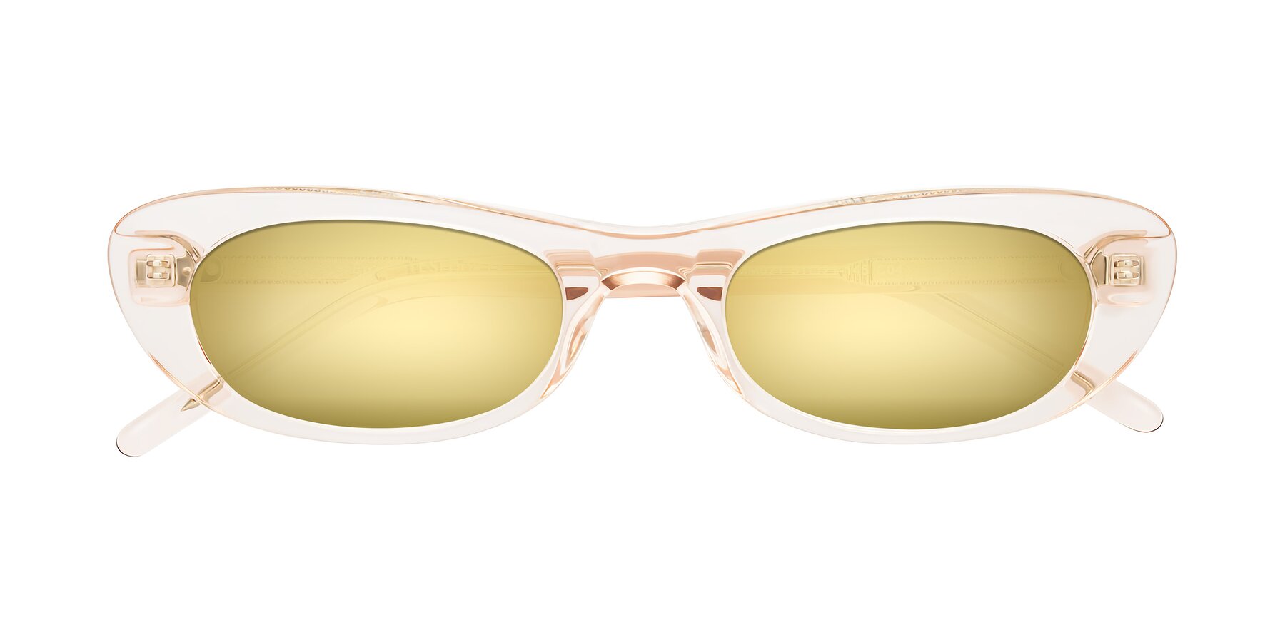 Folded Front of Enzio in Rose Crystal with Gold Mirrored Lenses