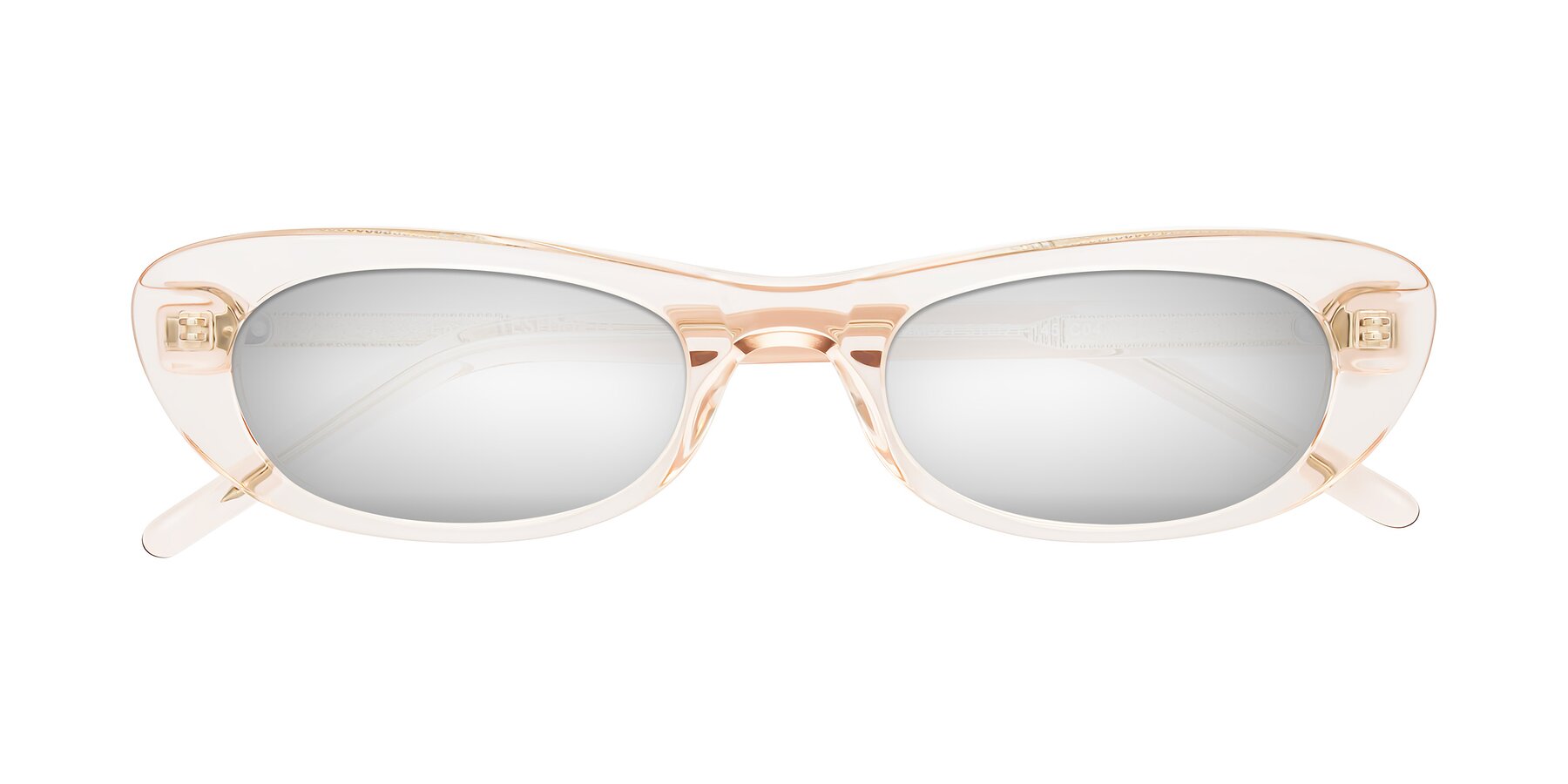 Folded Front of Enzio in Rose Crystal with Silver Mirrored Lenses