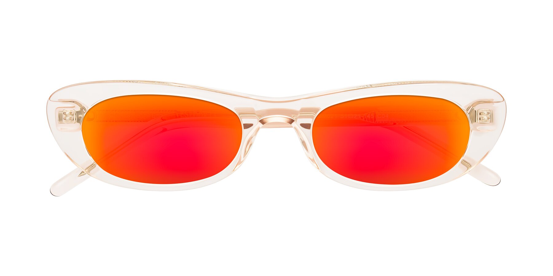 Folded Front of Enzio in Rose Crystal with Red Gold Mirrored Lenses