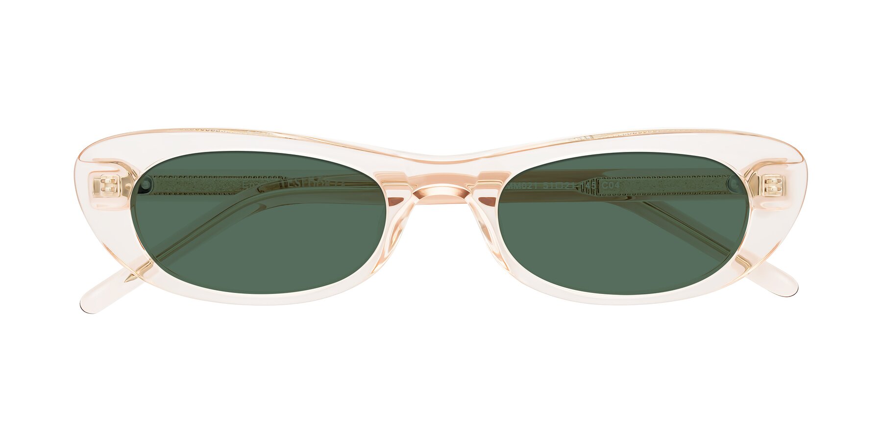 Folded Front of Enzio in Rose Crystal with Green Polarized Lenses