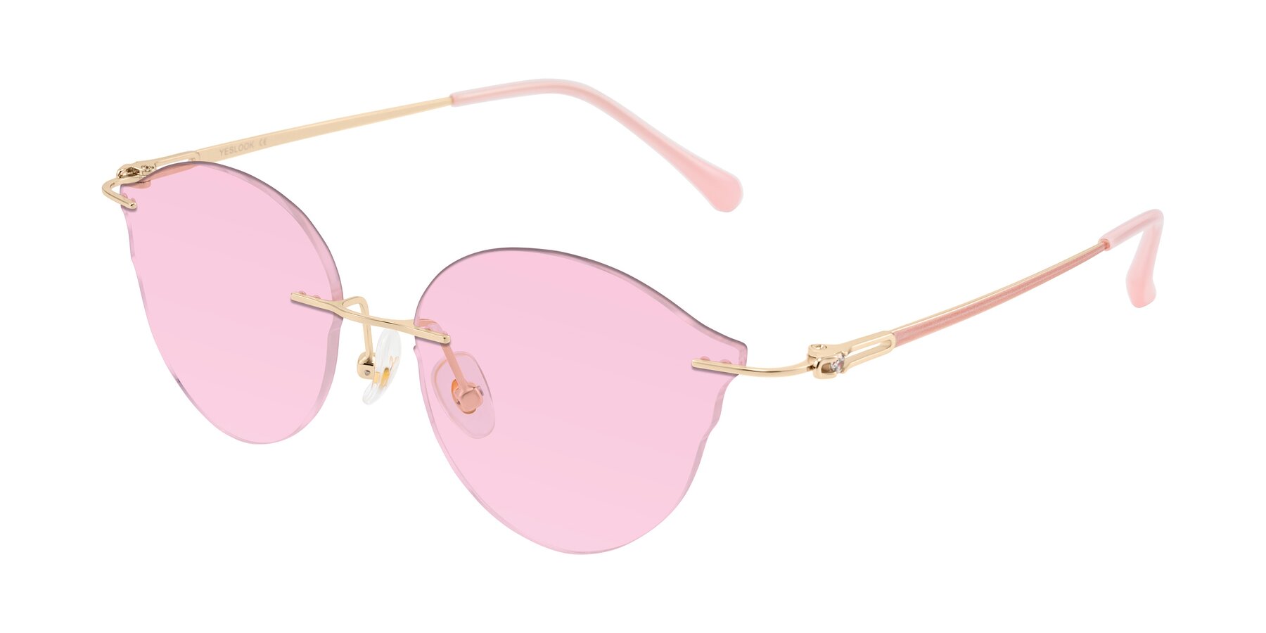 Angle of Barlow in Rose Gold/Pink with Light Pink Tinted Lenses