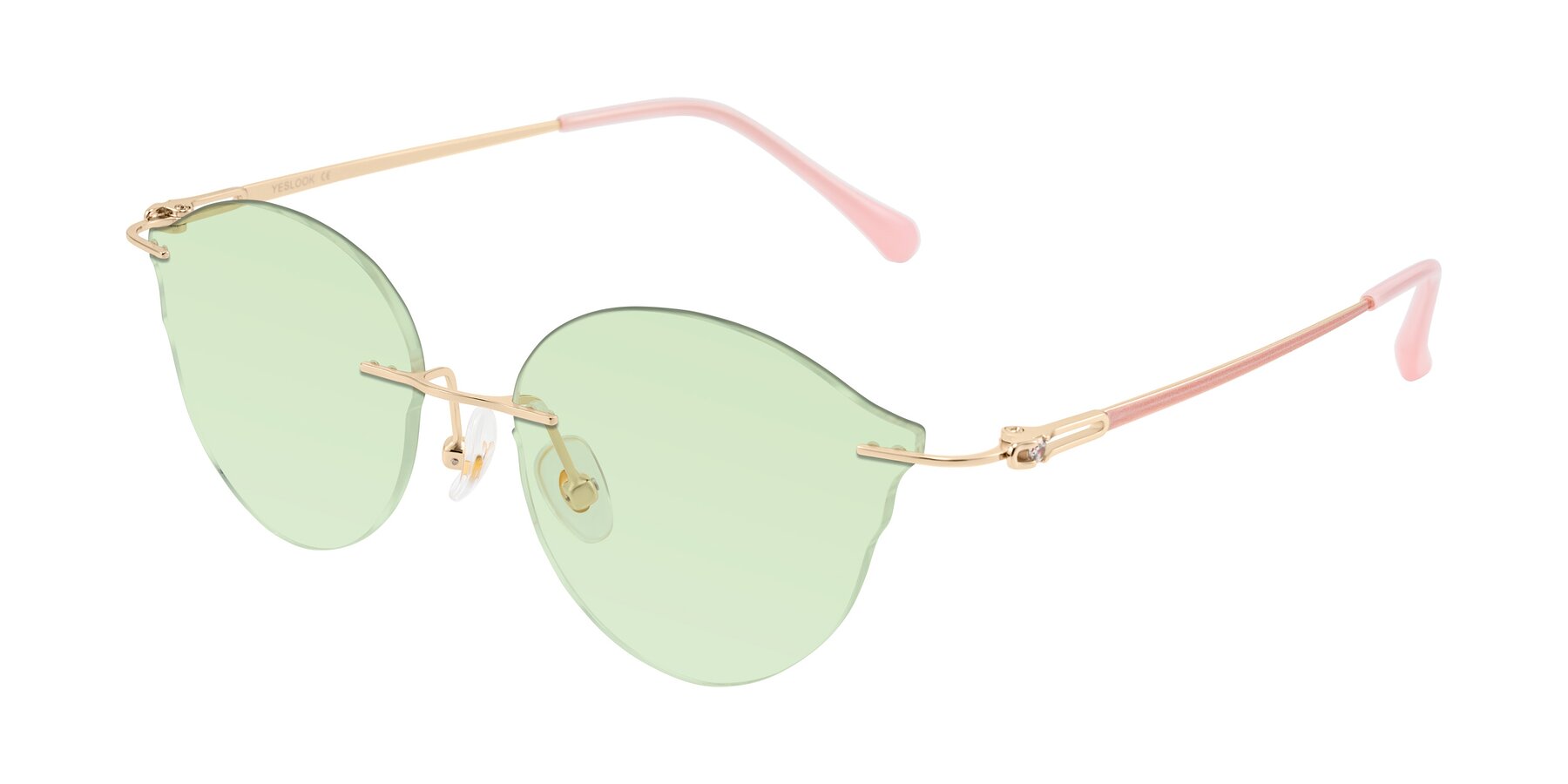 Angle of Barlow in Rose Gold/Pink with Light Green Tinted Lenses