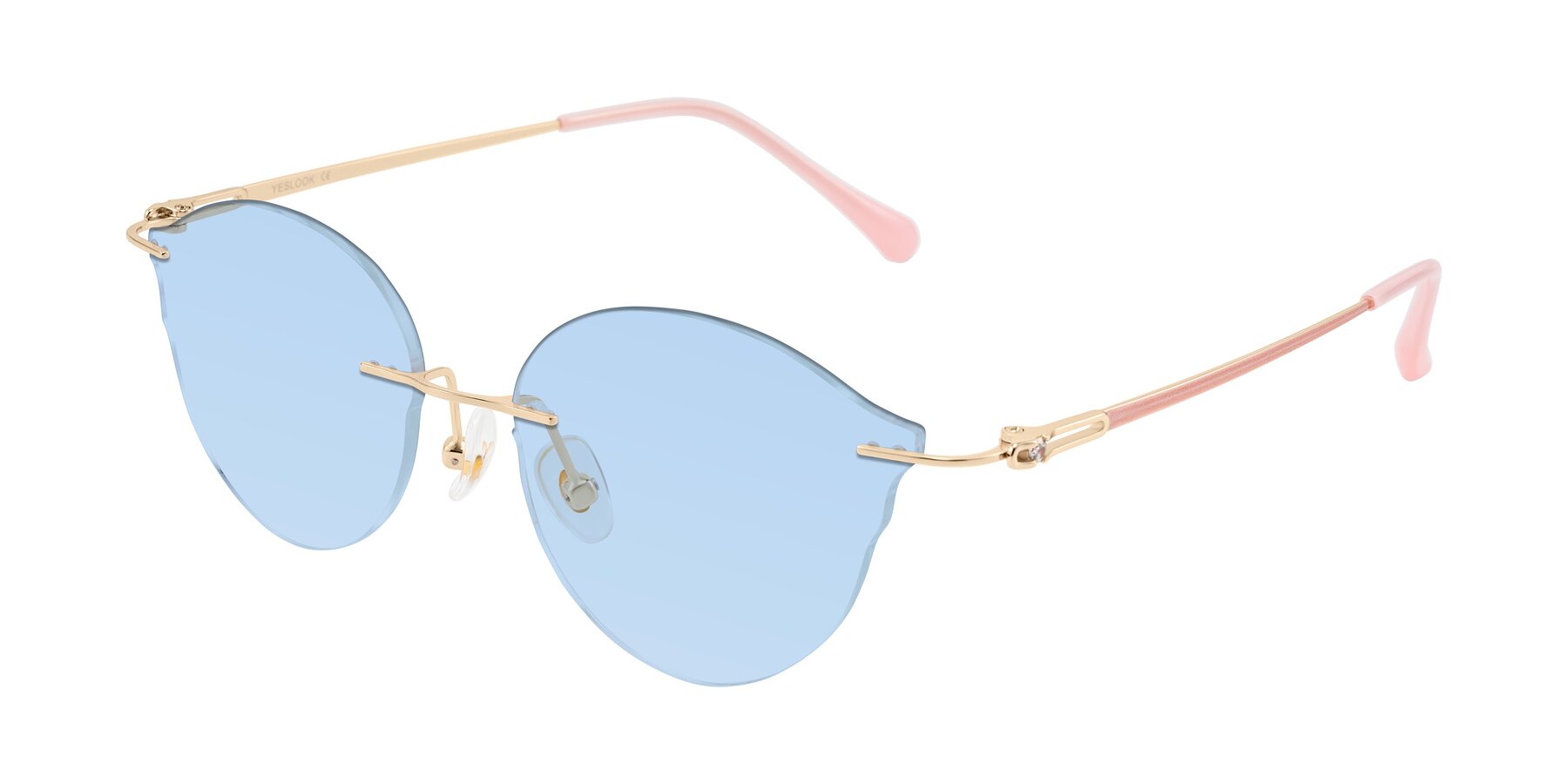 Angle of Barlow in Rose Gold/Pink with Light Blue Tinted Lenses