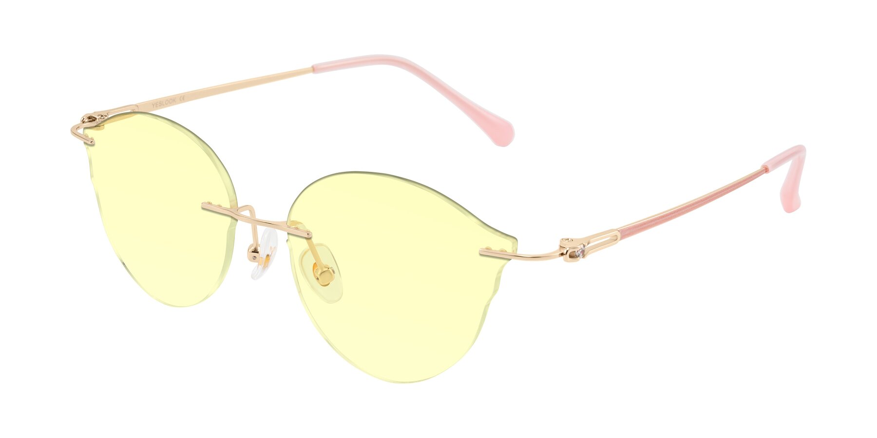 Angle of Barlow in Rose Gold/Pink with Light Yellow Tinted Lenses