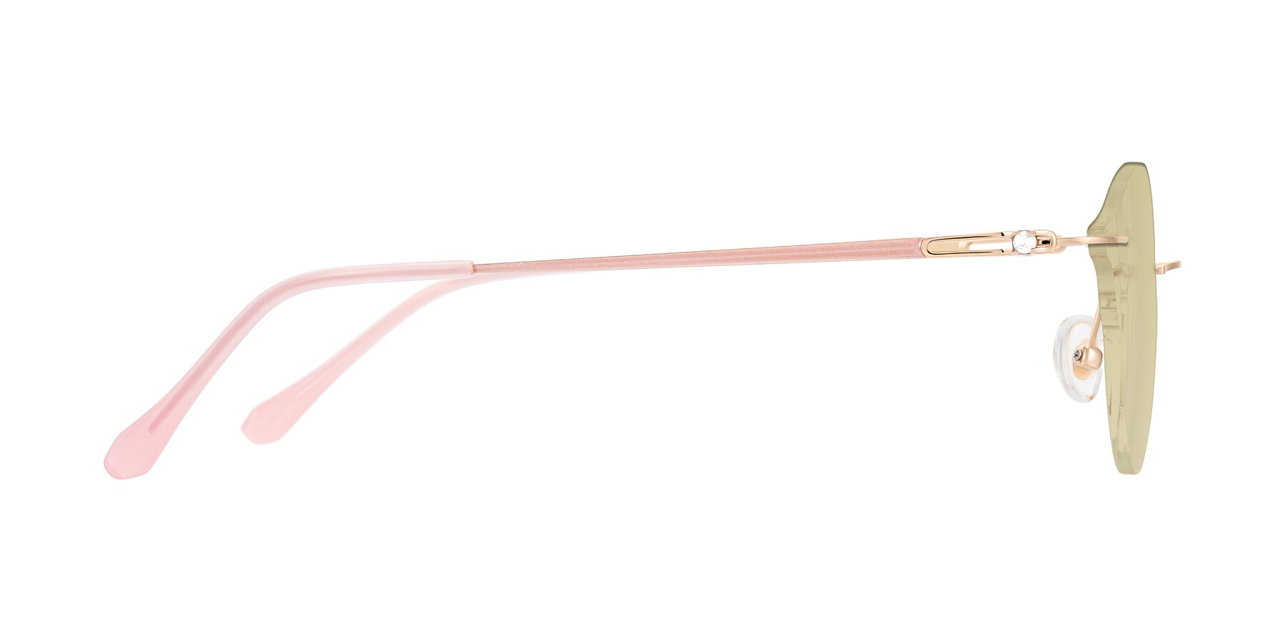 Side of Barlow in Rose Gold/Pink with Light Champagne Tinted Lenses
