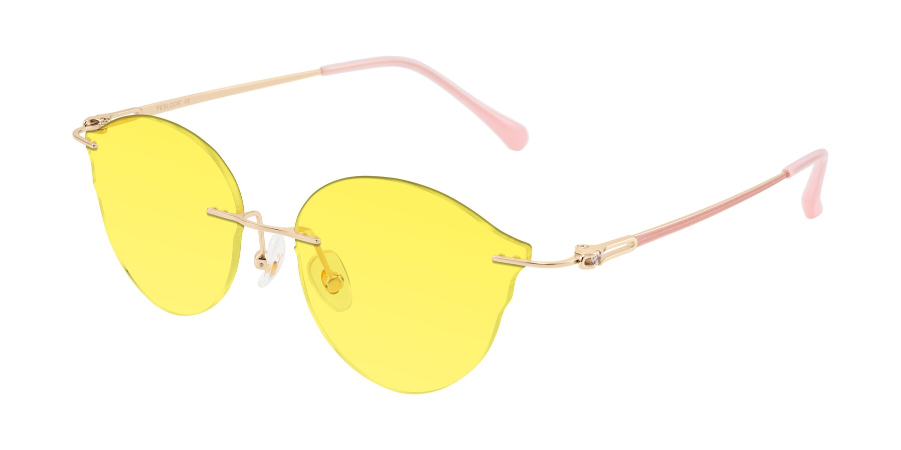 Angle of Barlow in Rose Gold/Pink with Medium Yellow Tinted Lenses