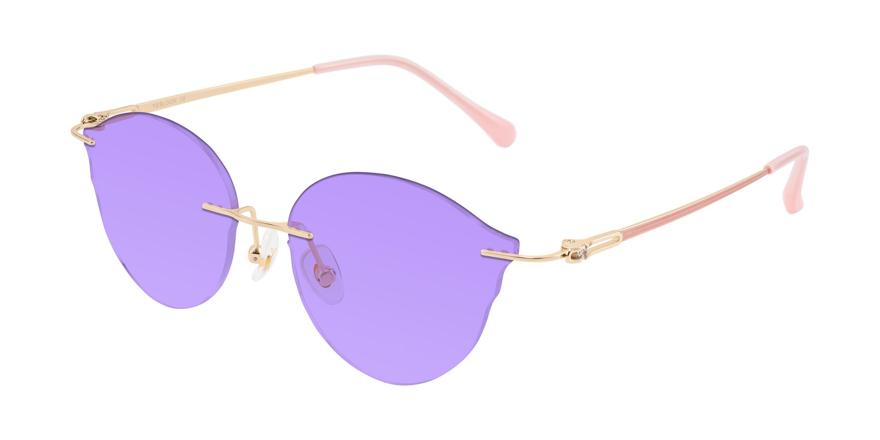 Angle of Barlow in Rose Gold/Pink with Medium Purple Tinted Lenses