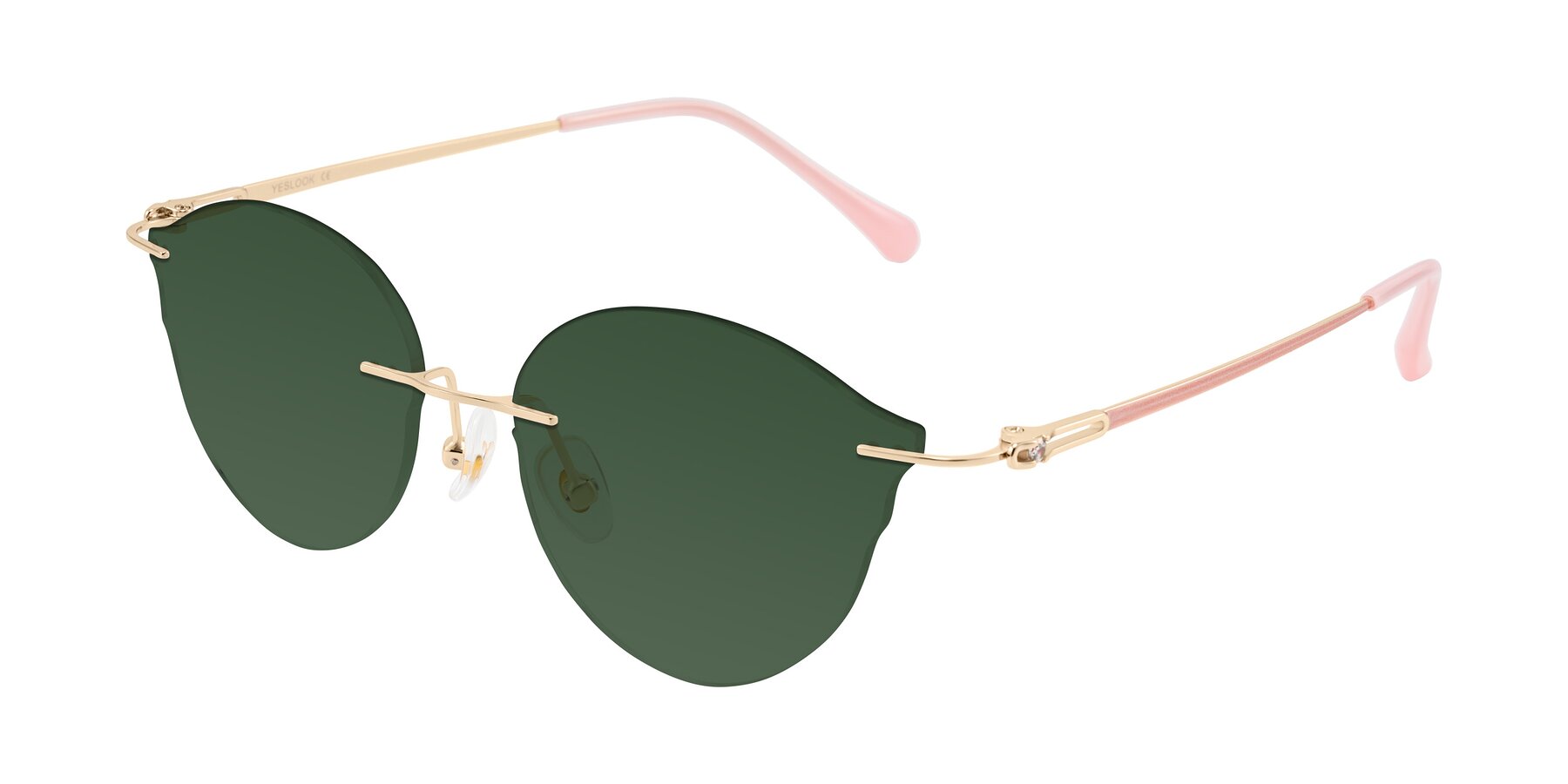 Angle of Barlow in Rose Gold/Pink with Green Tinted Lenses