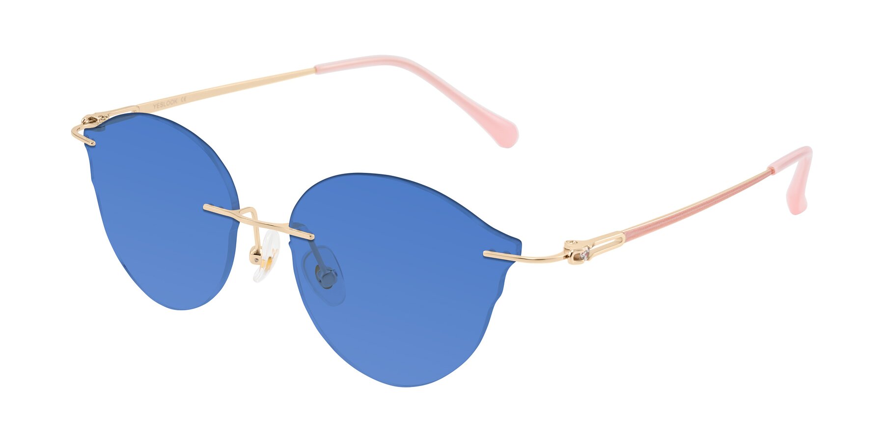 Angle of Barlow in Rose Gold/Pink with Blue Tinted Lenses