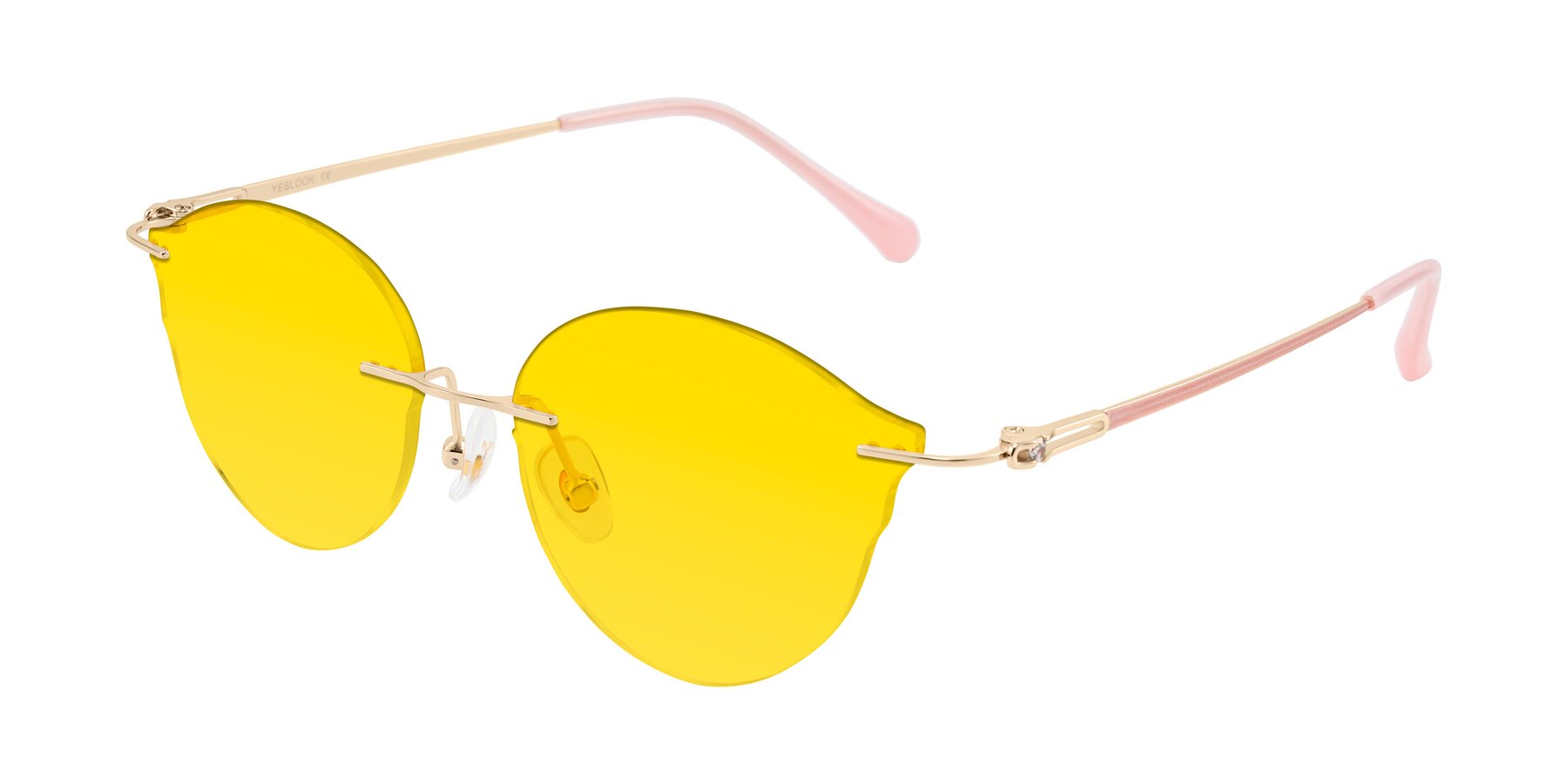 Angle of Barlow in Rose Gold/Pink with Yellow Tinted Lenses