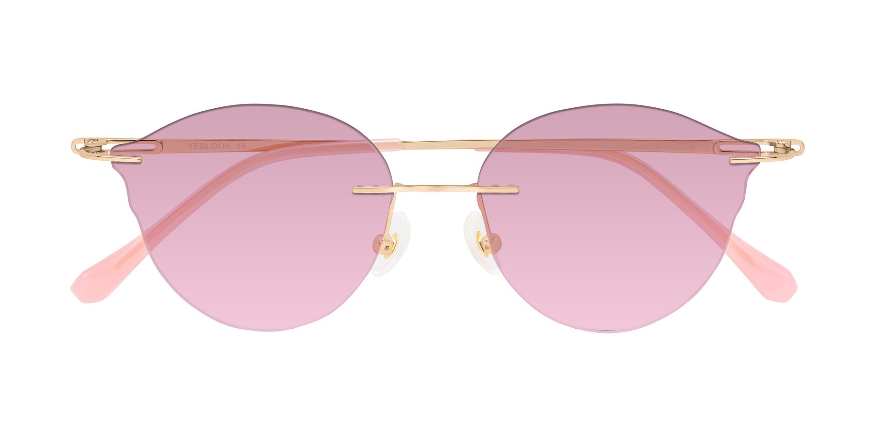Folded Front of Barlow in Rose Gold/Pink with Light Wine Tinted Lenses
