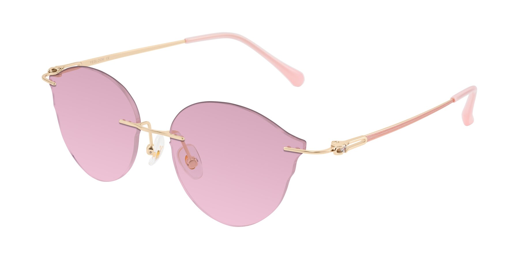 Angle of Barlow in Rose Gold/Pink with Light Wine Tinted Lenses