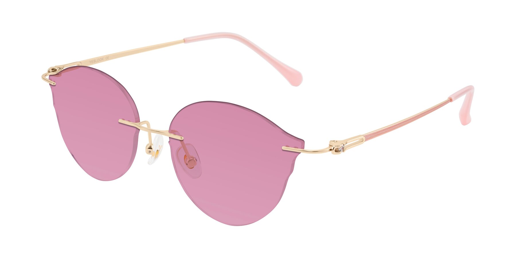 Angle of Barlow in Rose Gold/Pink with Medium Wine Tinted Lenses