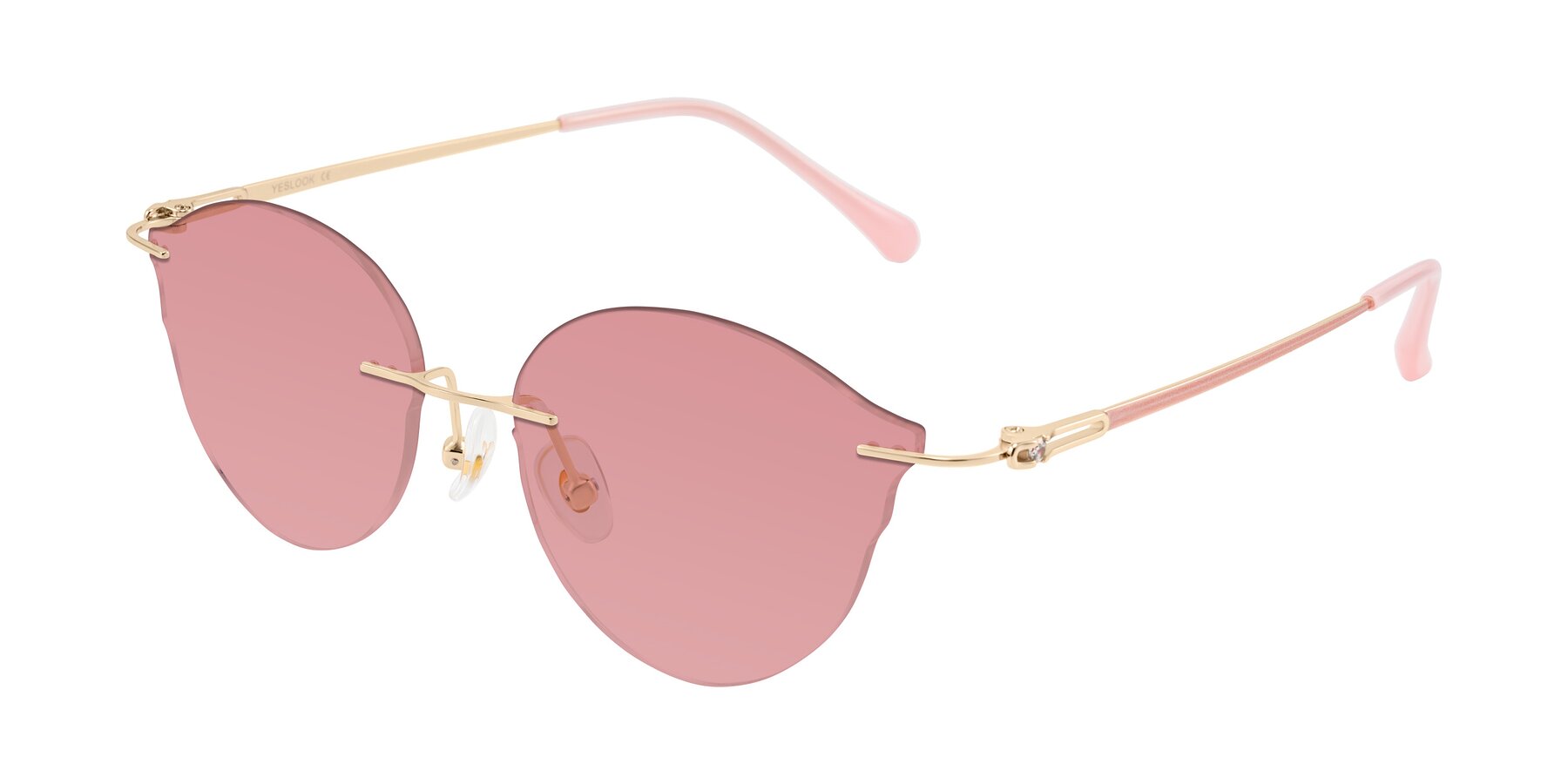 Angle of Barlow in Rose Gold/Pink with Medium Garnet Tinted Lenses