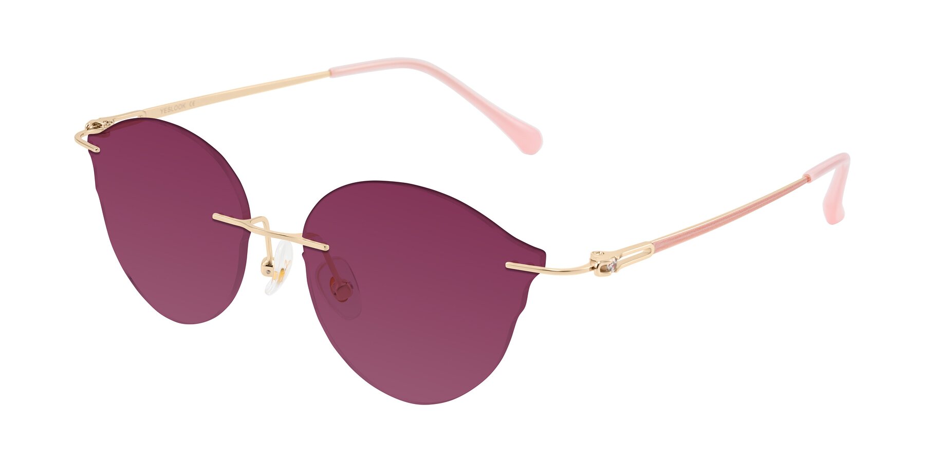 Angle of Barlow in Rose Gold/Pink with Wine Tinted Lenses